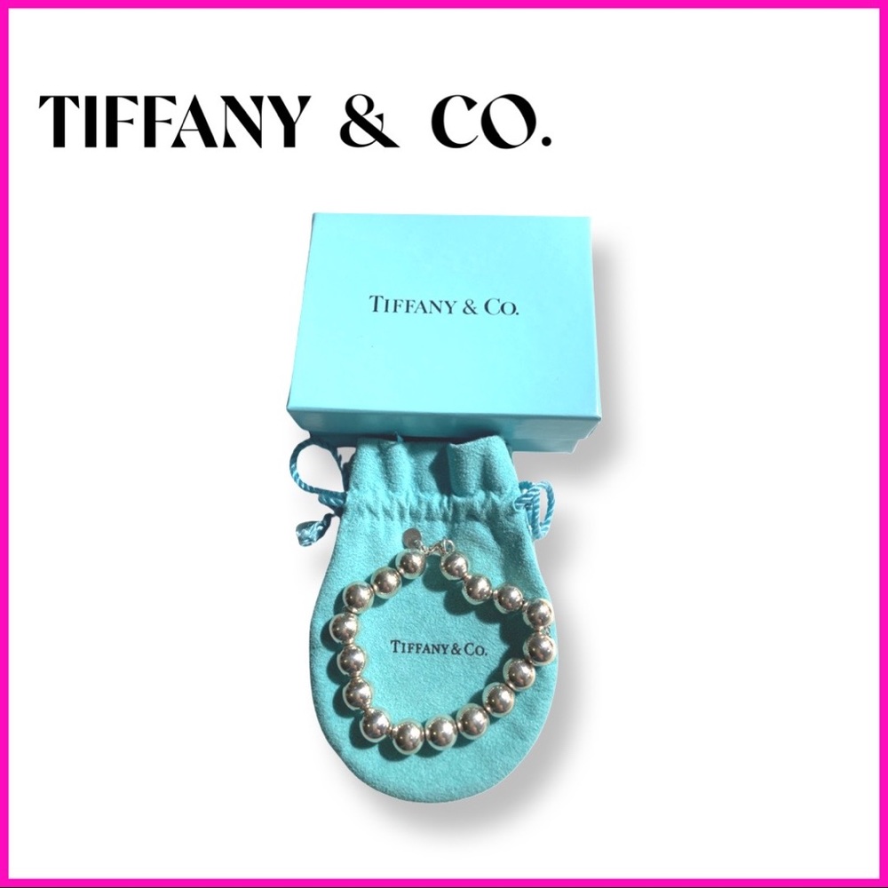EUC Tiffany & Co. HardWear Sterling Silver Ball Bracelet w/ pouch & box.